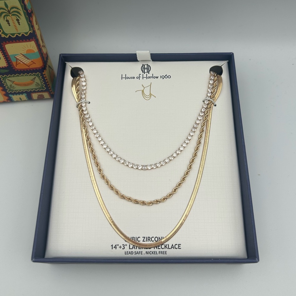*New* House of Harlow 1960 Gold Layered Necklace - Picture 4 of 8
